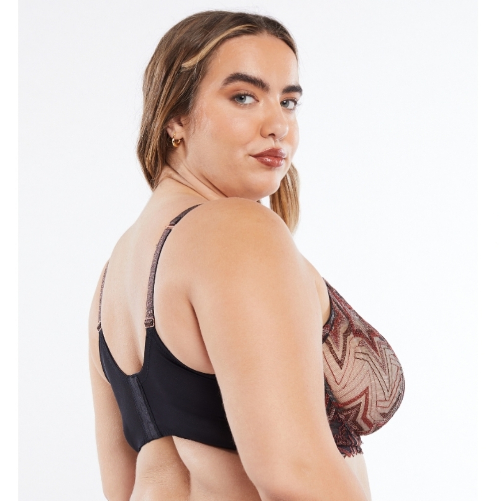 NWT Savage X Fenty Shining Star Unlined Demi Bra 32C Red Starstruck Embroidery - Picture 4 of 9